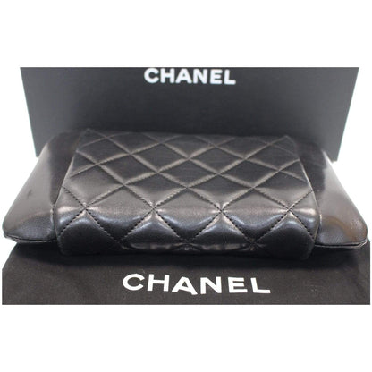 CHANEL Timeless CC Lock Lambskin Leather Clutch Bag Black - 25% OFF