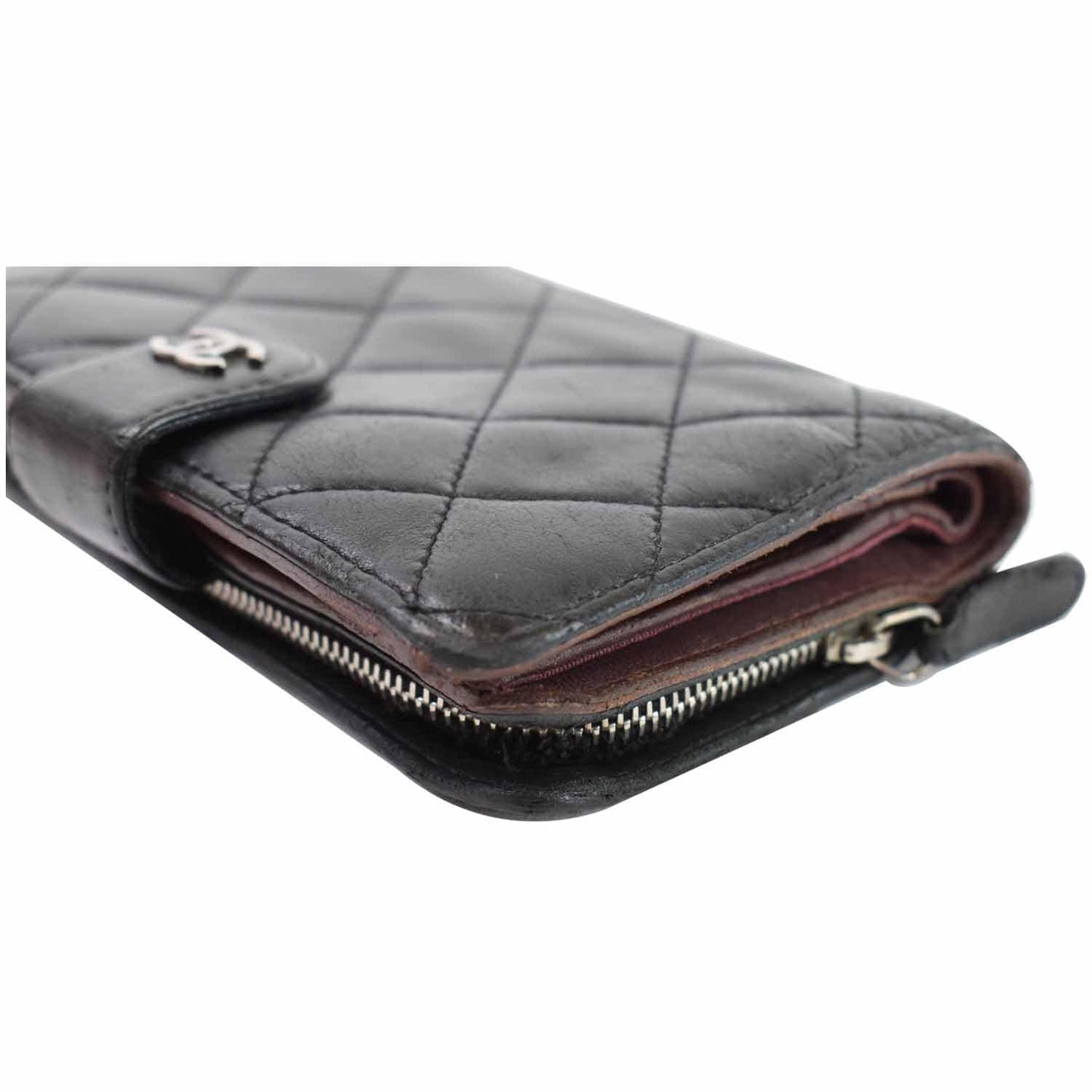 CHANEL CC Lambskin Leather Bifold Wallet Black