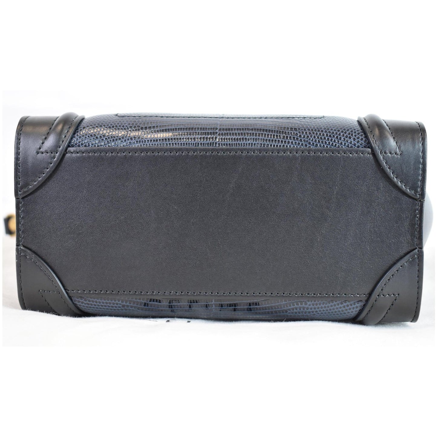 CELINE Micro Luggage Bi-Color Lizard Calfskin Tote Bag Black
