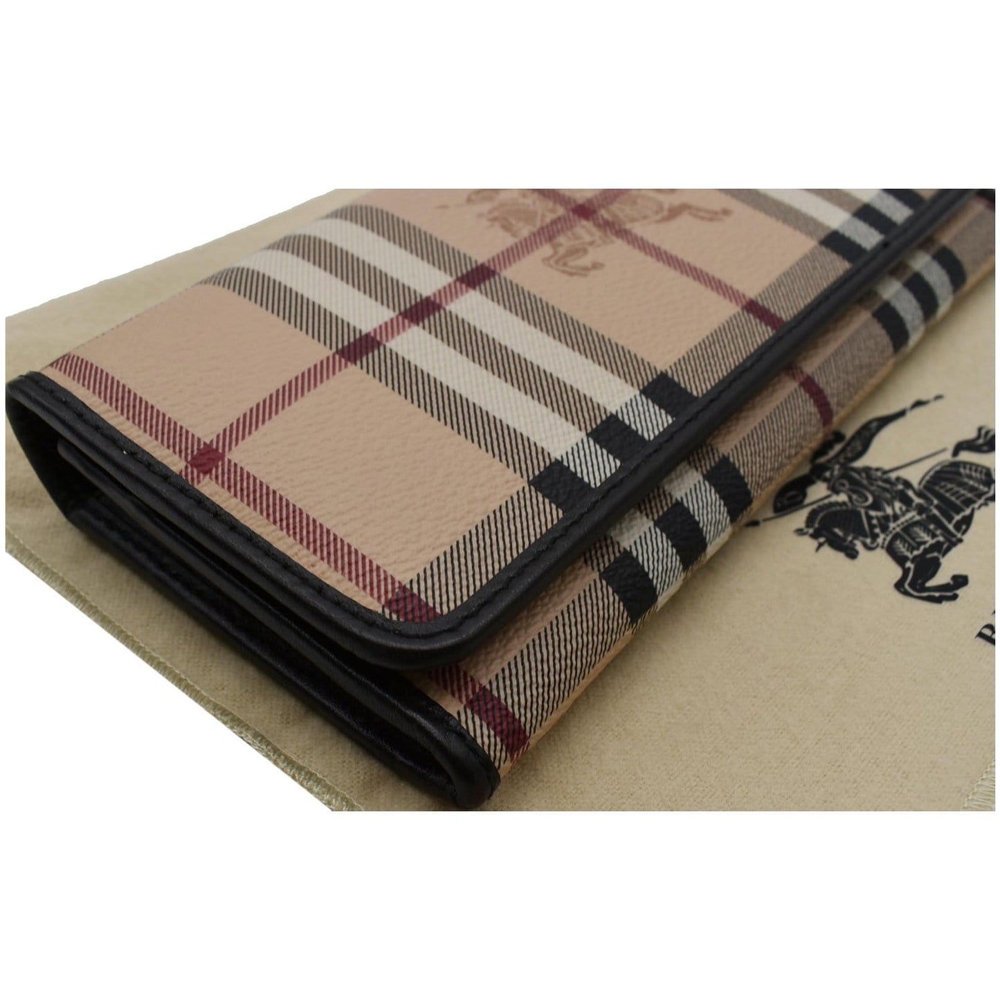 BURBERRY Continental Haymarket Check Leather Wallet Dark Brown