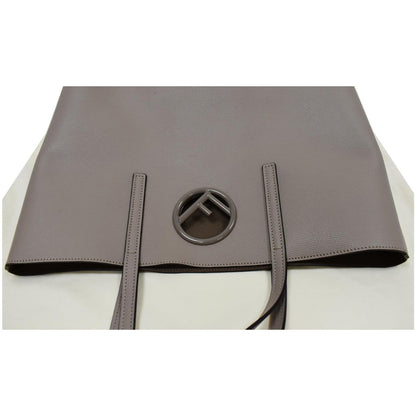 FENDI F Logo Calfskin Leather Shopping Tote Bag Taupe - Final Sale