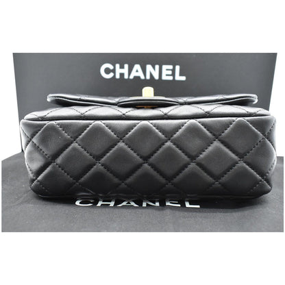 CHANEL Pearl Crush Mini Rectangular Flap Quilted Leather Crossbody Bag Black