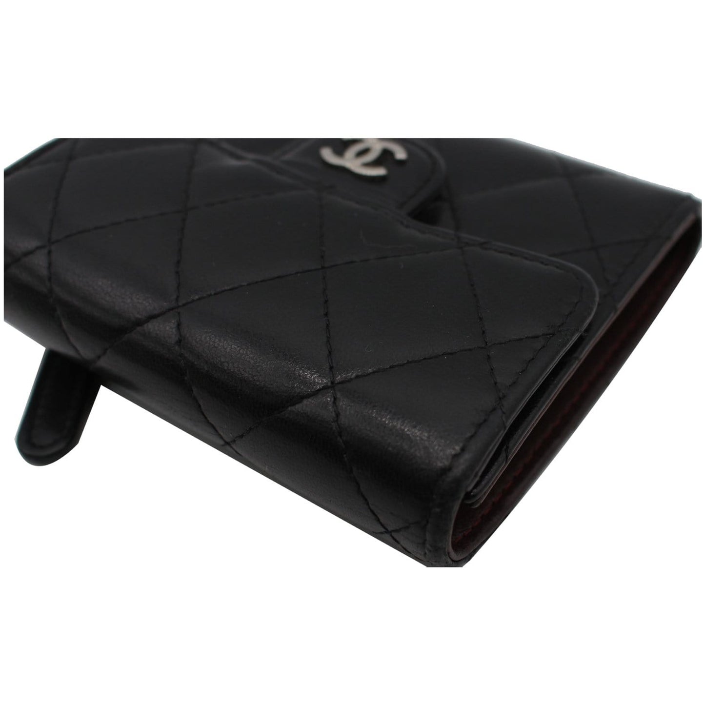 CHANEL CC Classic Small Flap Leather Compact Wallet Black