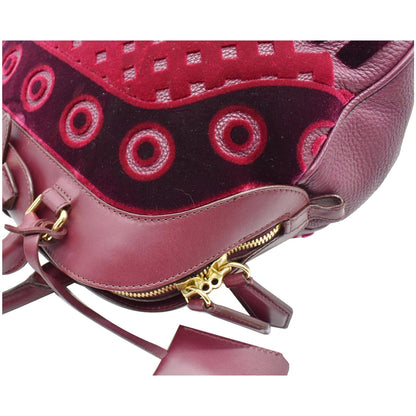 BURBERRY Milverton Large Calfskin Velvet Satchel Bag Burgundy