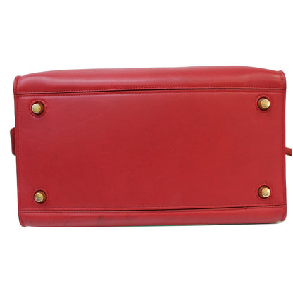 CELINE Ring Small Smooth Leather Tote Bag Red