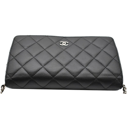 CHANEL WOC Lambskin Leather Chain Crossbody Bag Black