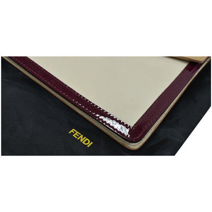 FENDI Tricolor Leather Fendista Envelope Clutch Beige