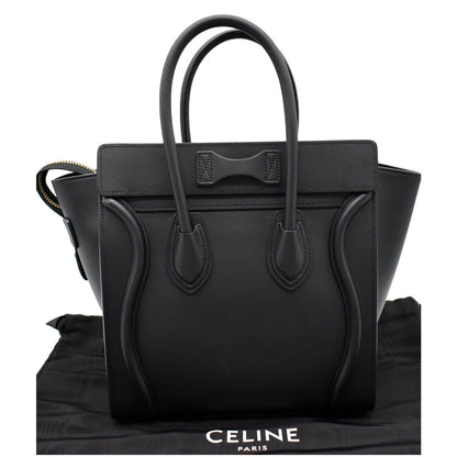 CELINE Mini Luggage Leather Tote Bag Black