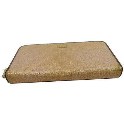 CHANEL Zip Around Coated Canvas Wallet Beige