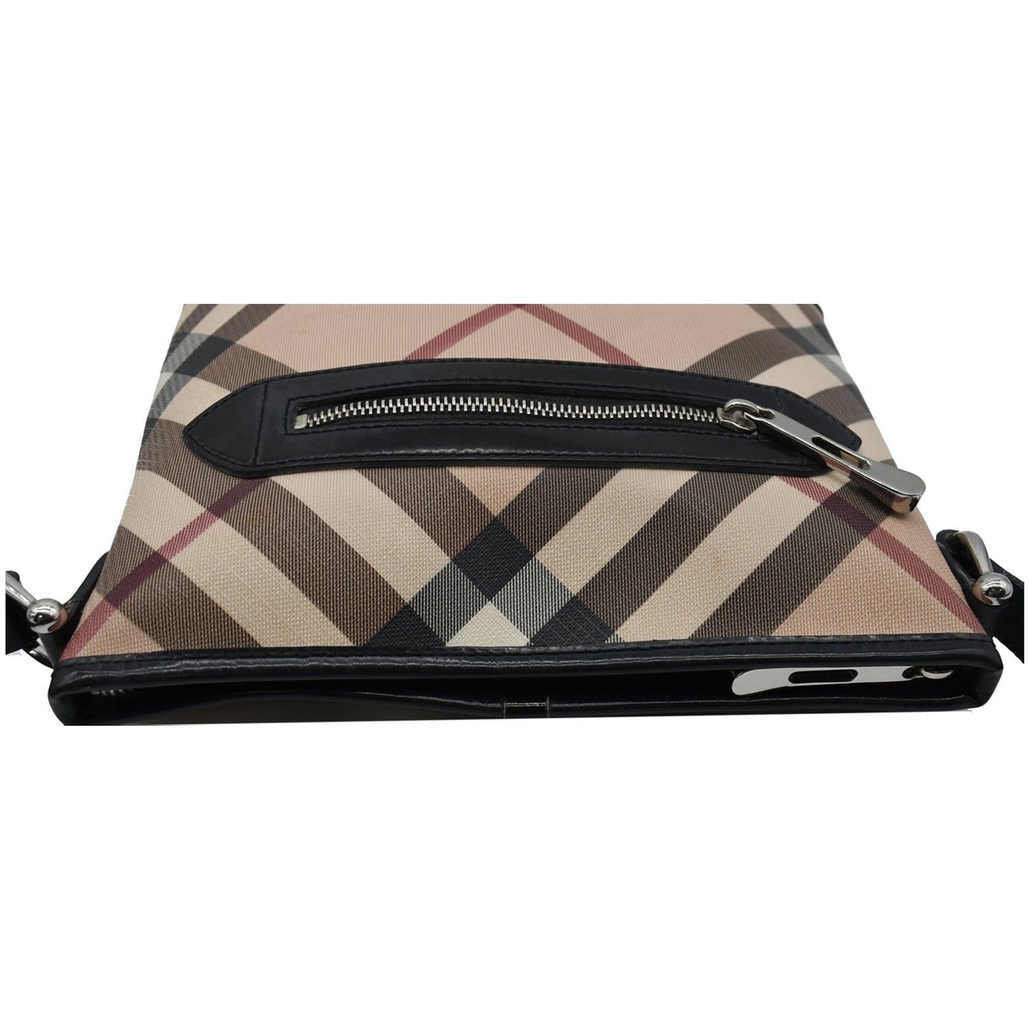 BURBERRY Dryden Small Supernova Check Patent Leather Crossbody Bag Black