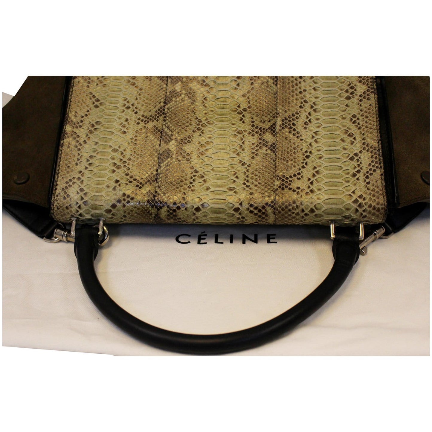 Celine Python and Black Leather Small Trapeze Bag