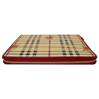 BURBERRY Check Leather iPad Cover Red
