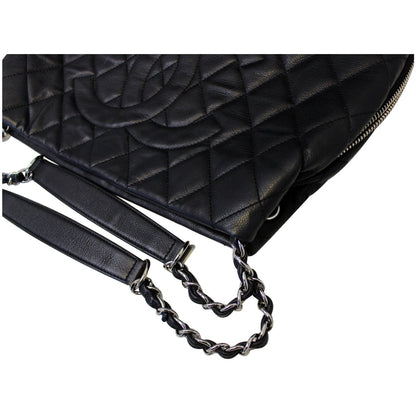 CHANEL Black Quilted Caviar Leather Zip Around Tote Bag