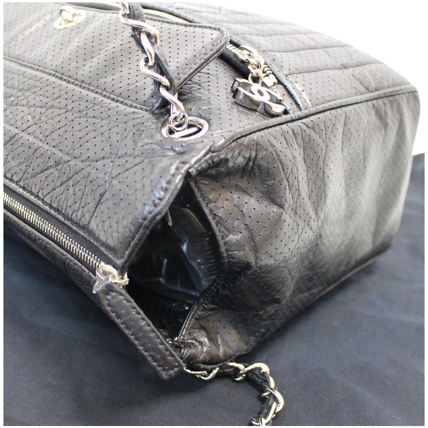 CHANEL Calfskin Perforated 50's Bowler Bag Black