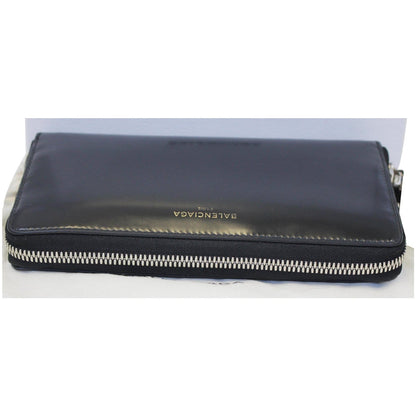 BALENCIAGA Continental Zip Around Leather Wallet Black - Last Call