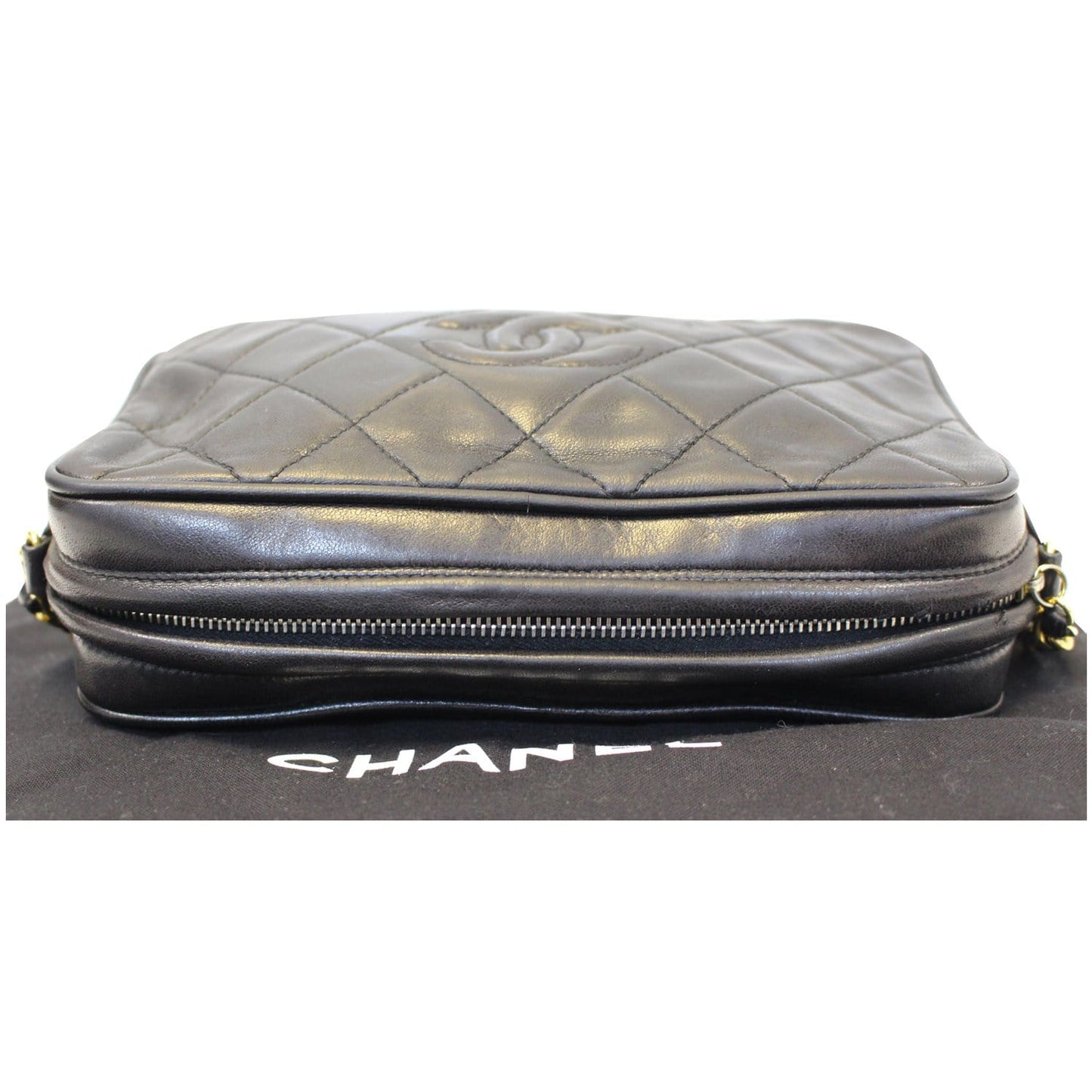 CHANEL Camera Tassel Lambskin Leather Shoulder Bag Black