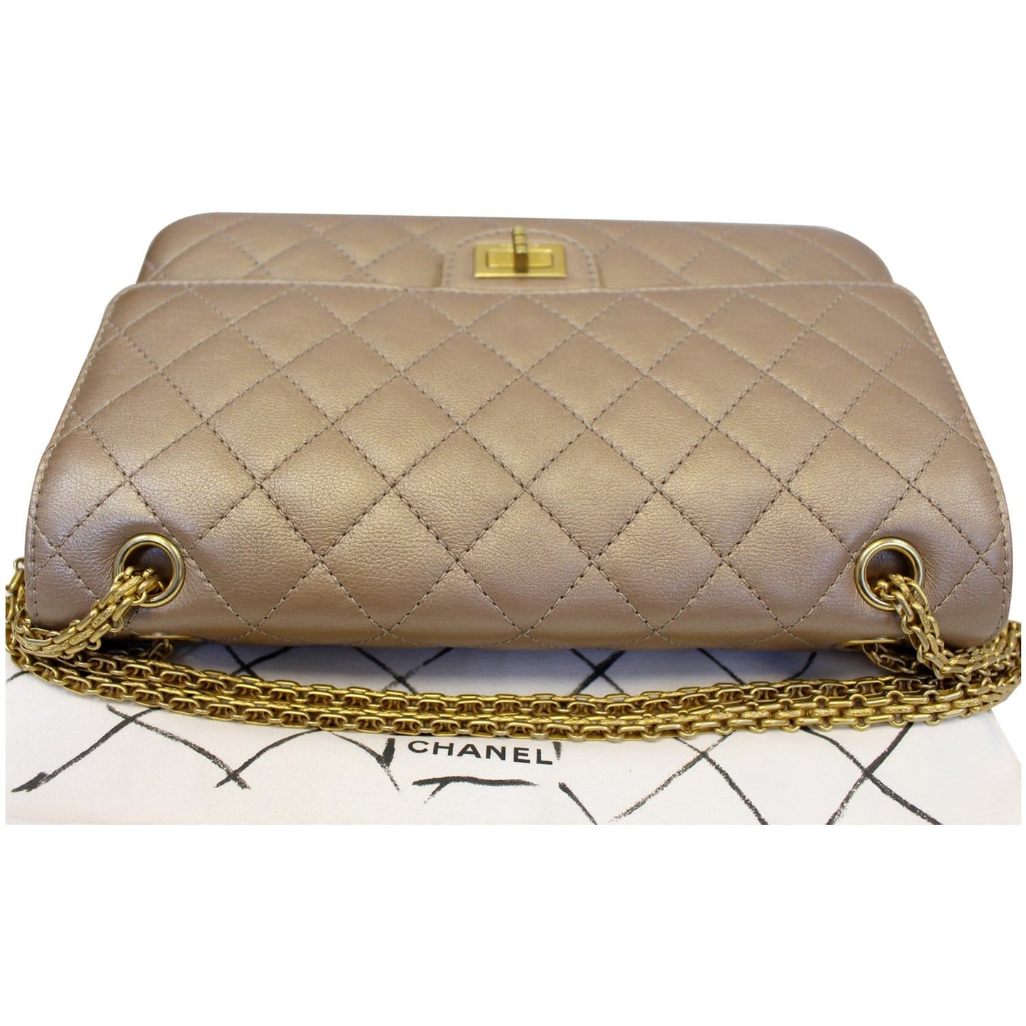 CHANEL Reissue Mademoiselle Lock Calfskin Leather Shoulder Bag Beige