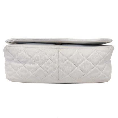 CHANEL Caviar Timeless CC Flap Shoulder Bag White