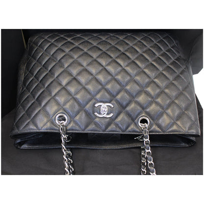 CHANEL Large Classic Caviar Leather Tote Shoulder Bag Black