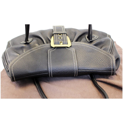 Celine Buckle Leather Satchel Bag Black - Last Call