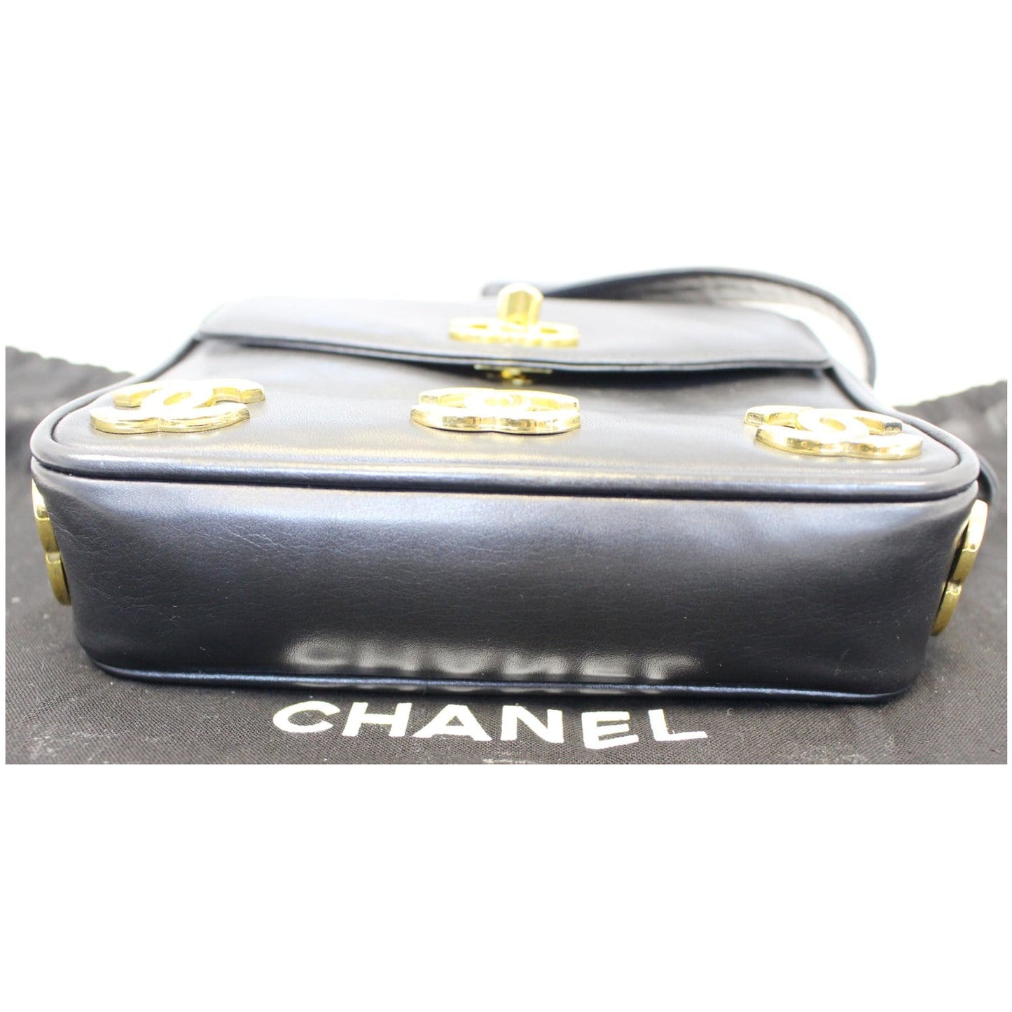 CHANEL Vintage Logo Plaque Bum Bag Black