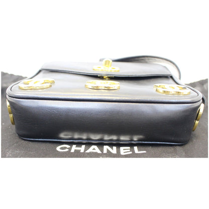 CHANEL Vintage Logo Plaque Bum Bag Black