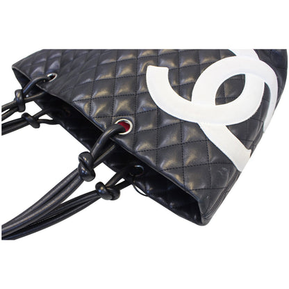 CHANEL Cambon  Black CalfSkin Leather Large Tote Bag
