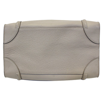 Celine Drummed Calfskin Leather Mini Luggage Tote Bag Dune