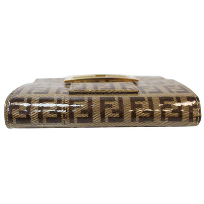 FENDI Trifold Zucca Vinyl Coated Wallet Brown