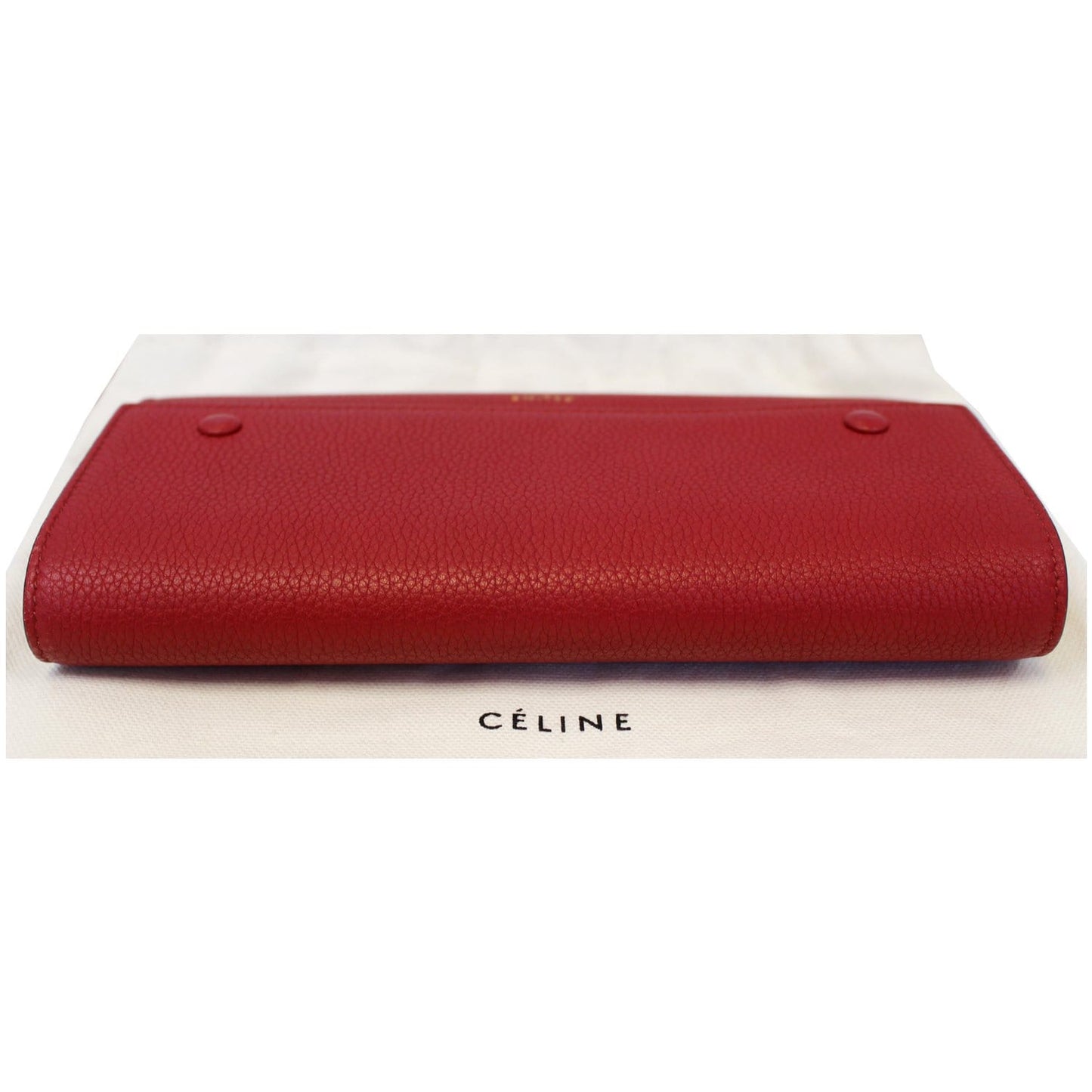 CELINE Large Flap Multifunction Leather Wallet Red