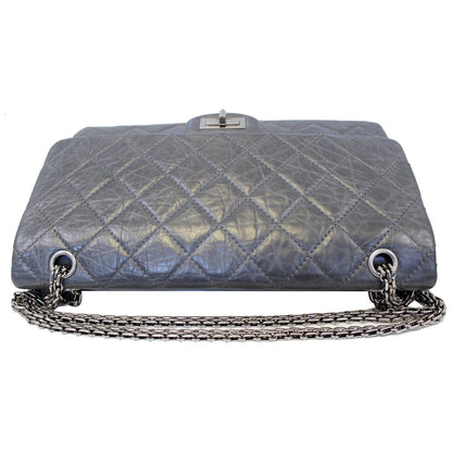 CHANEL 2.55 Reissue Mademoiselle Lock Calfskin Leather Shoulder Bag Grey