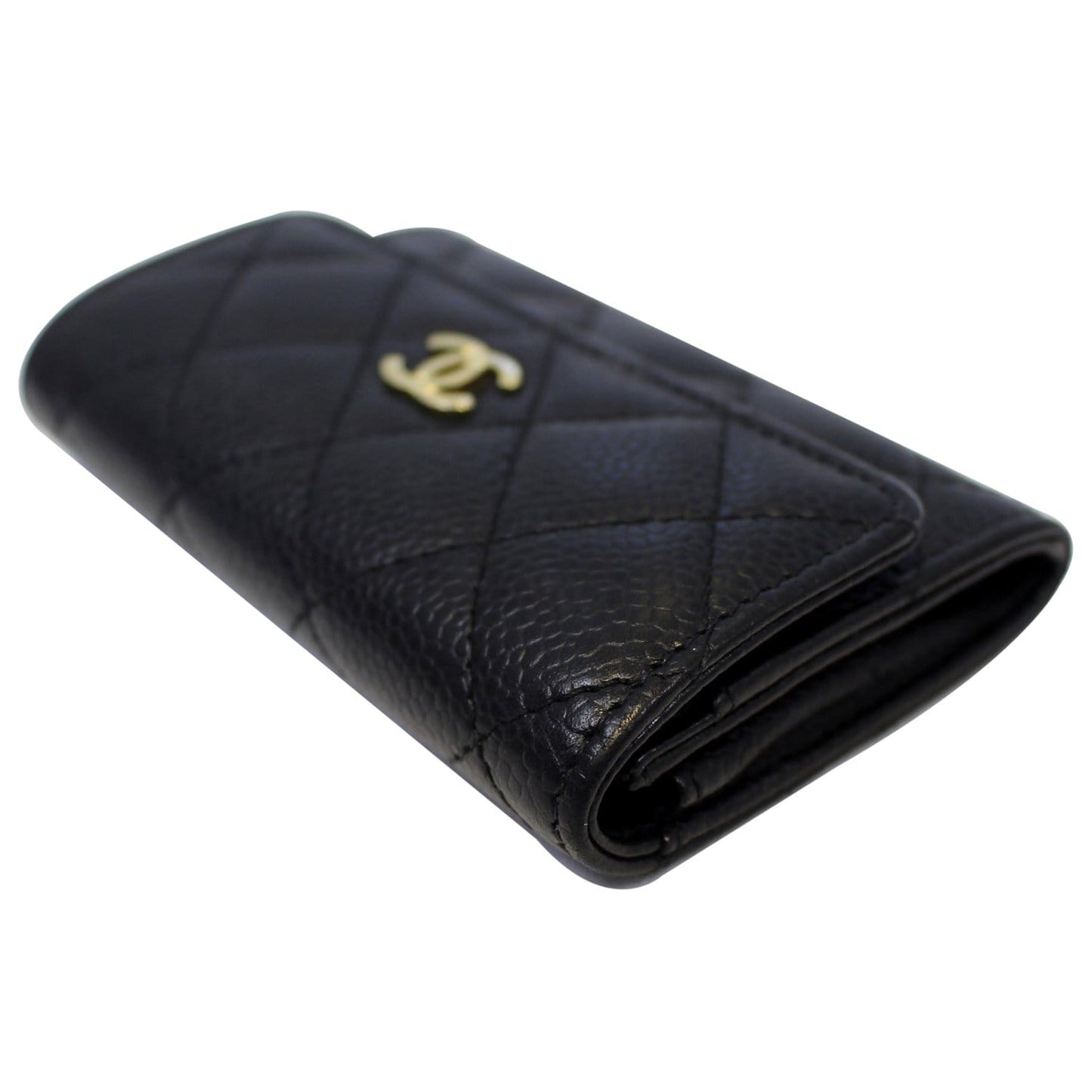 CHANEL Flap Caviar Leather Card Holder Black