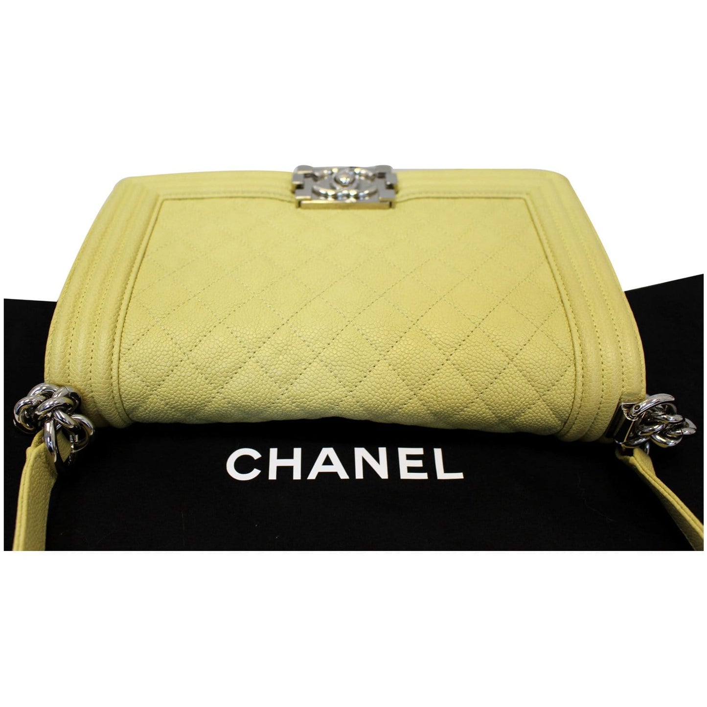 CHANEL Medium Boy Flap Caviar Quilted Leather Shoulder Bag Yellow