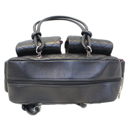 CHANEL Black Quilted Leather Ligne Cambon Reporter Shoulder Bag