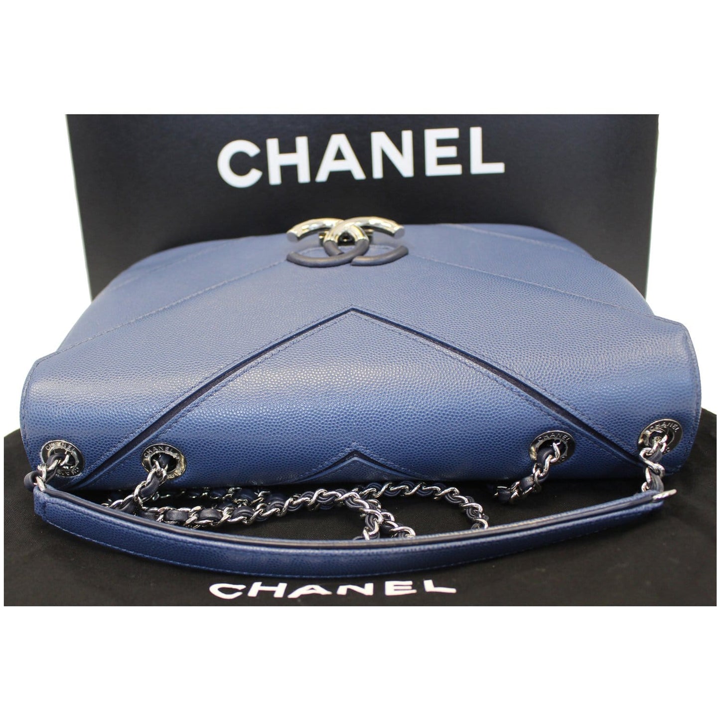 CHANEL CC Chevron Flap Shoulder Crossbody Bag Blue