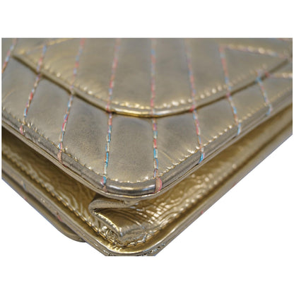 CHANEL Wallet on Chain WOC Metallic Leather Crossbody Bag Gold