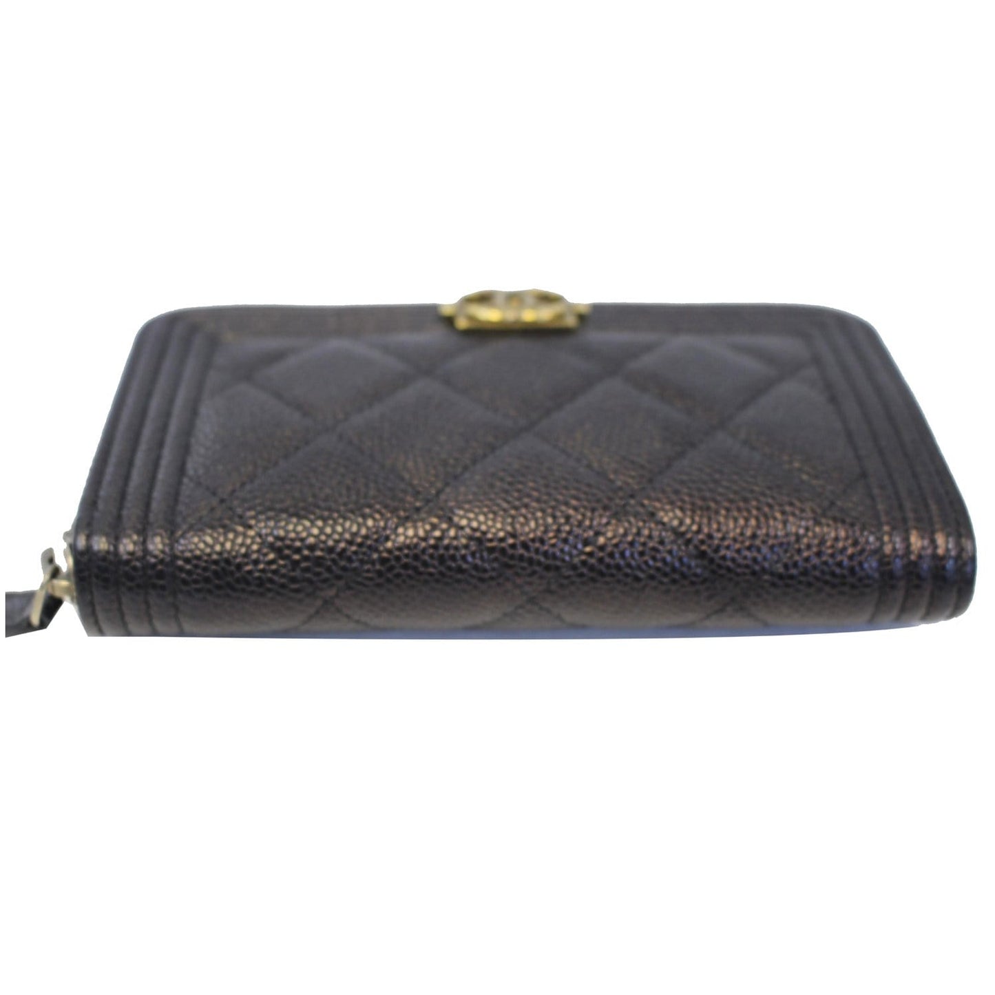 CHANEL Boy Small Caviar Leather Zip Around Wallet Black