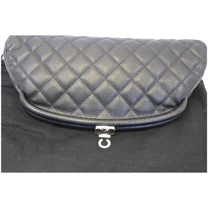 CHANEL Timeless Caviar Quilted Leather Clutch Black