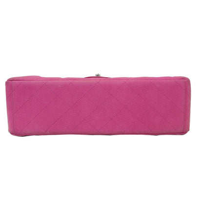 CHANEL Maxi Double Flap Caviar Leather Shoulder Bag Pink