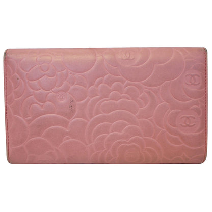 CHANEL Camellia Leather Trifold Wallet Pink - 25% OFF