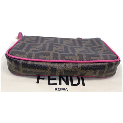 FENDI Spalmati Zucca Pochette Pouch Fuchsia