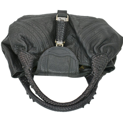 FENDI Spy Nappa Leather Satchel Bag Black