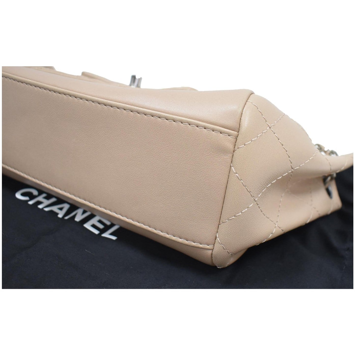 CHANEL CC Accordion Lambskin Leather Shoulder Bag Beige - 10% OFF