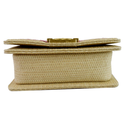 CHANEL Small Boy Chevron Cotton Mixed Fibers Shoulder Bag Pink