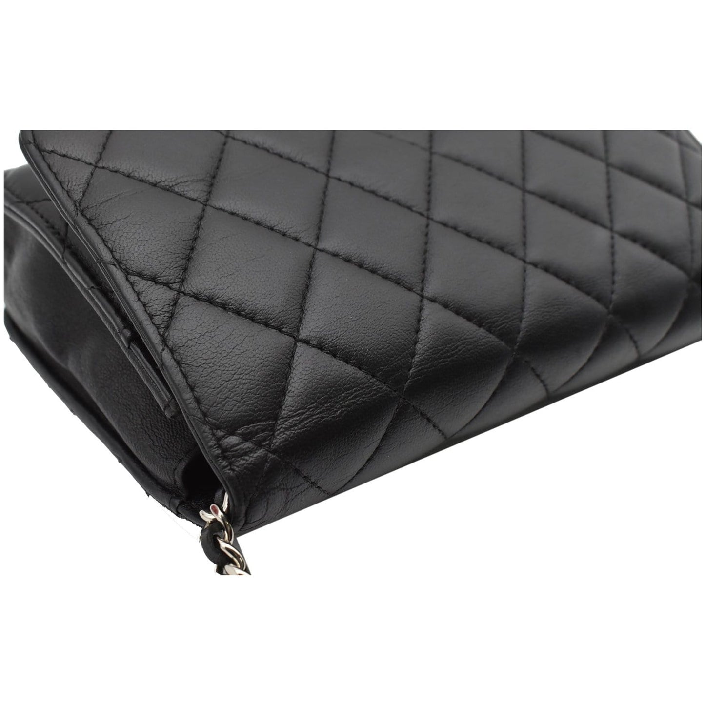 CHANEL WOC Lambskin Leather Chain Crossbody Bag Black