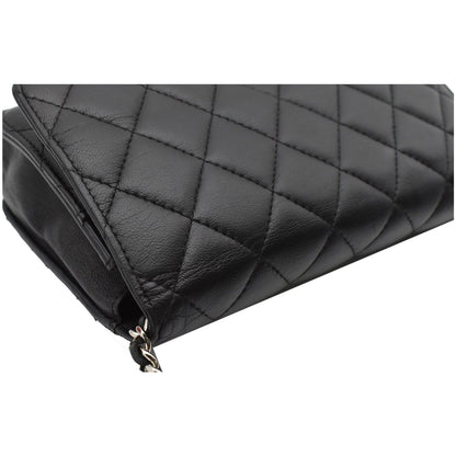 CHANEL WOC Lambskin Leather Chain Crossbody Bag Black