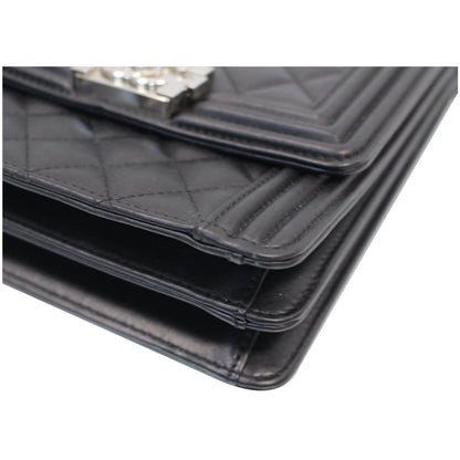 CHANEL North South Boy Lambskin Leather Crossbody Bag Black