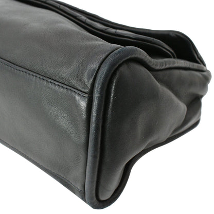 CHANEL Double Foldover Twist Closure Smooth Lambskin Tote Bag Black