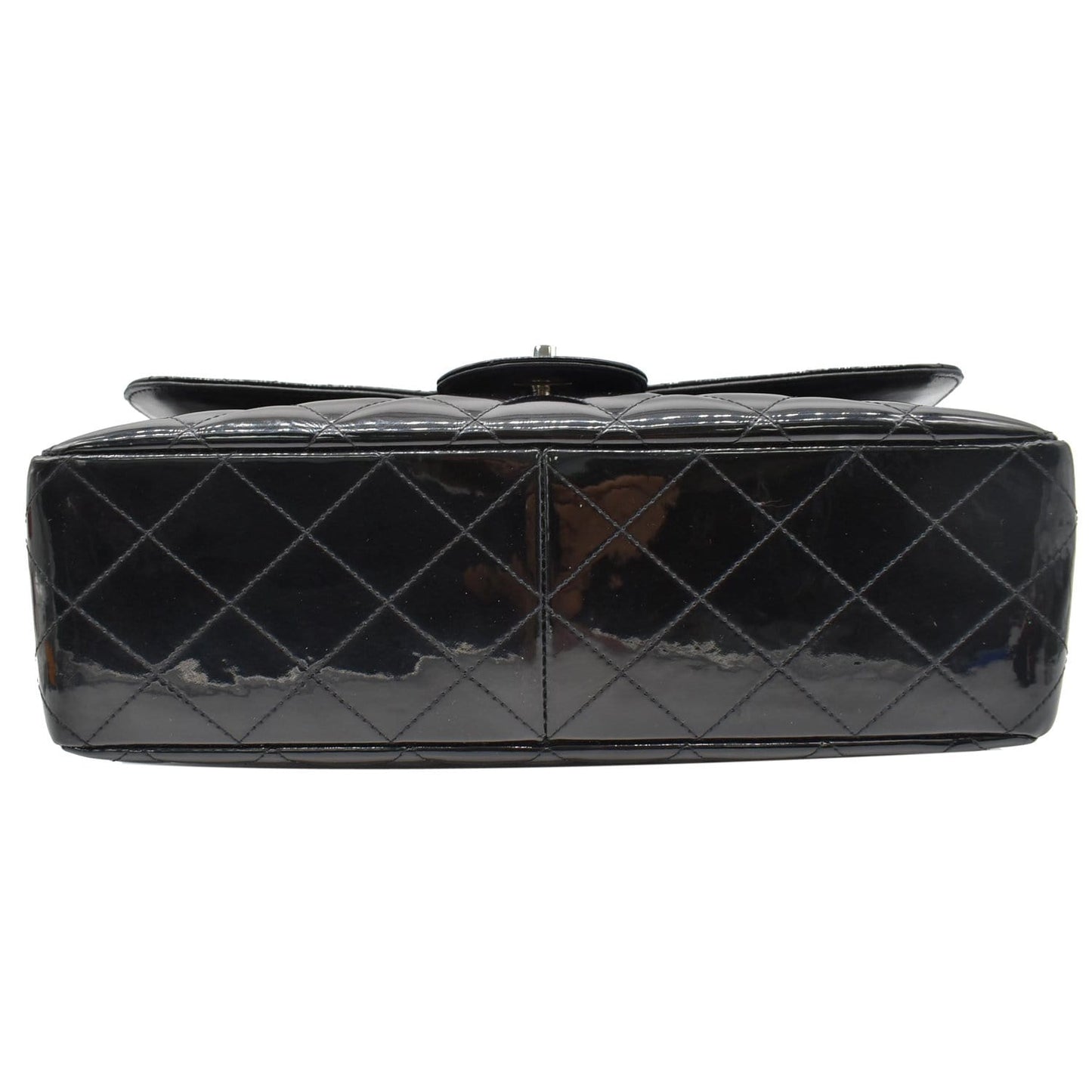 CHANEL Jumbo Single Flap Patent Leather Shoulder Bag Black