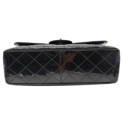 CHANEL Jumbo Single Flap Patent Leather Shoulder Bag Black